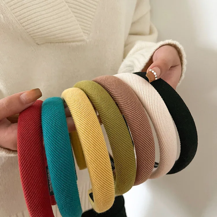 糖果色布艺海绵发箍女高颅顶百搭压发头饰网红新款发卡头箍发饰