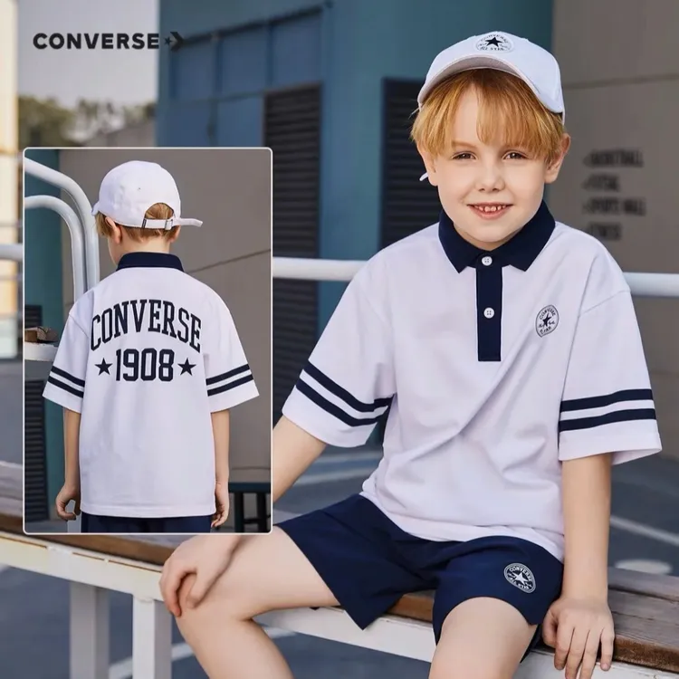 Converse/匡威匡威男女童学院风夏凉感舒适休闲短袖POLO衫D929