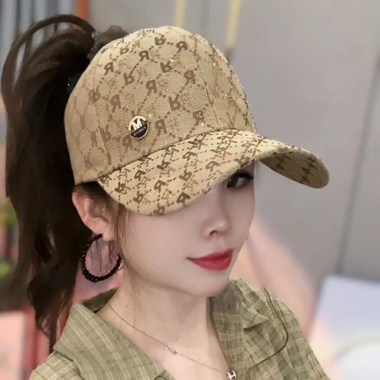 A31空顶帽女夏季出游休闲时尚鸭舌帽扎高马尾帽子女2024新款高级