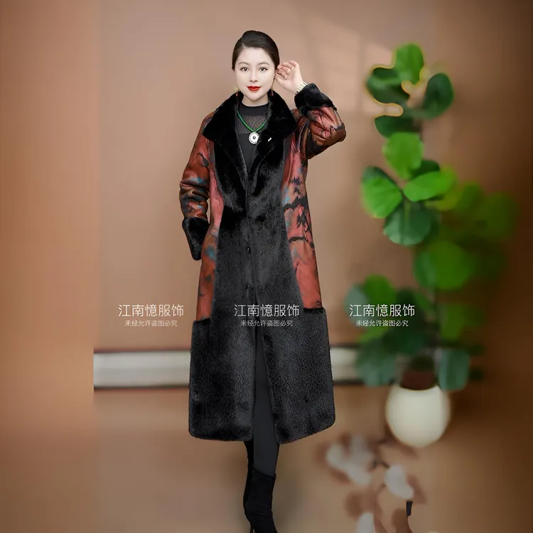 气质款大衣时尚加绒保暖秋冬女士百搭休闲长款外套新款宽松大码