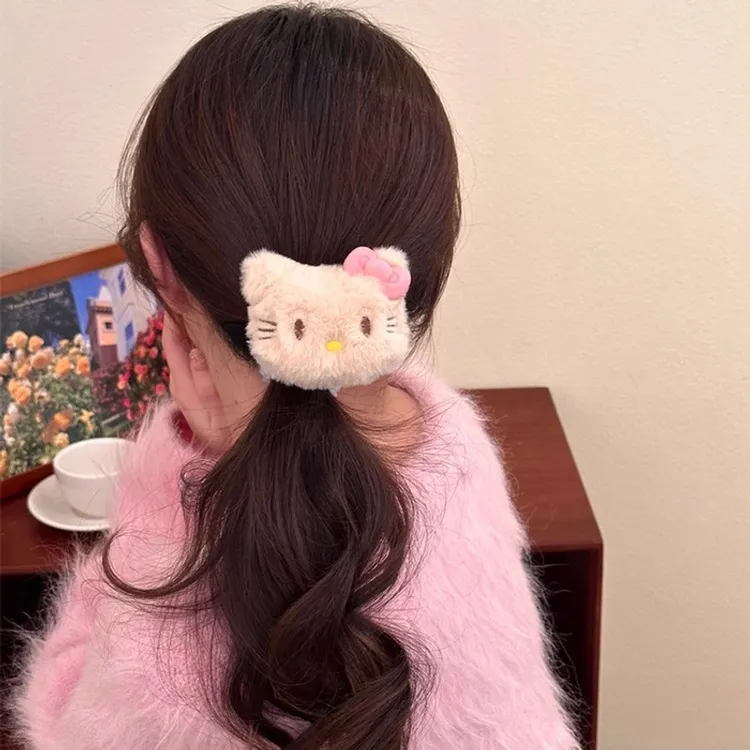 网红简约甜美猫咪可爱气质秋冬毛绒毛毛大肠发圈绑头发扎丸子头绳