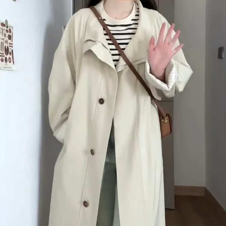丁达尔穿搭中长款风衣外套女2024新款春秋小个子高级感超好看韩系