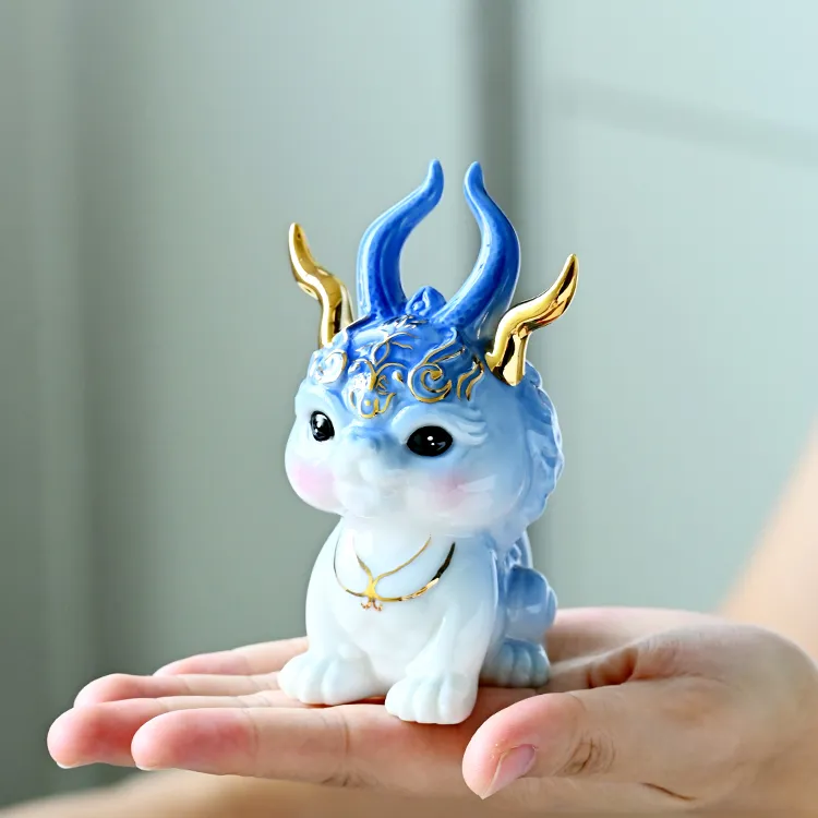 生肖龙陶瓷卡通龙招财神兽吉祥物摆件客厅玄关酒柜桌面装饰品摆设