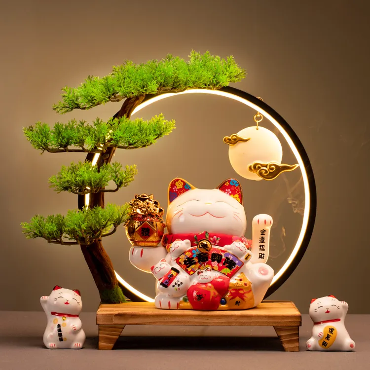 创意招财猫摆件店铺前台收银台自动摇手发财猫家居装饰开业送礼