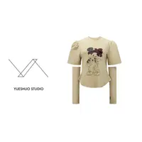 【街头素描】卡通印花 两穿袖子 显瘦T恤  大码微胖