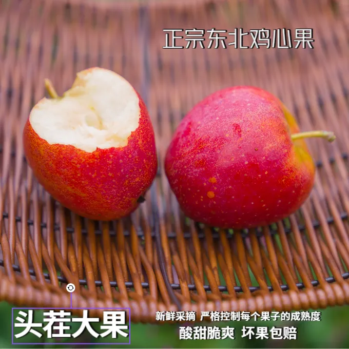 【大果】东北原产地鸡心果香槟果海棠果孕妇水果酸甜3/5斤顺丰包邮