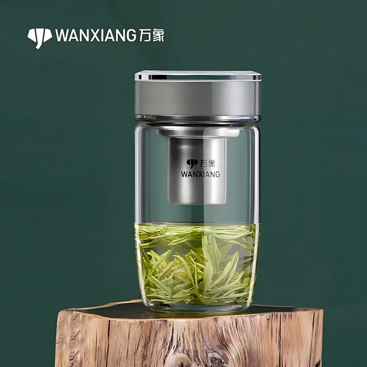 万象单层玻璃杯鹅蛋杯办公车载便携大容量高档带盖泡茶茶杯玻璃