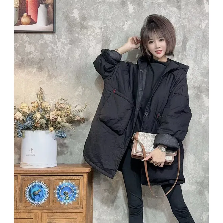 【沐木流浪记】（口袋V）黑色连帽女装外套z a951