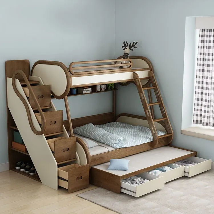 2024高低床实木上下床北欧成人儿童床子母床男女孩组合床美式轻奢