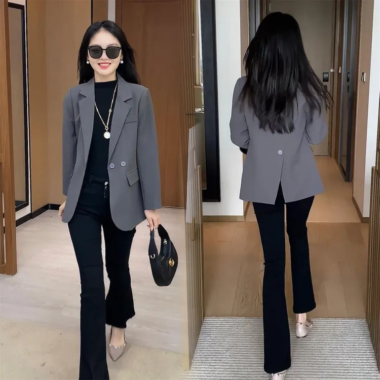 咖色秋装韩版小西装黑色小西装女外套时尚休闲职业小西服外套女