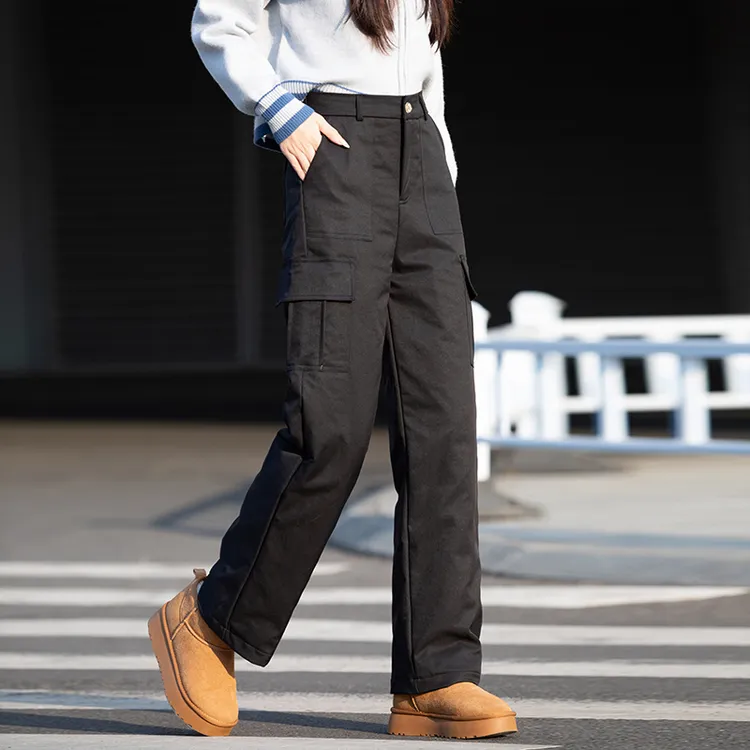 阔腿羽绒裤女款外穿加绒冬季2025新款工装裤休闲裤棉裤防寒保暖裤