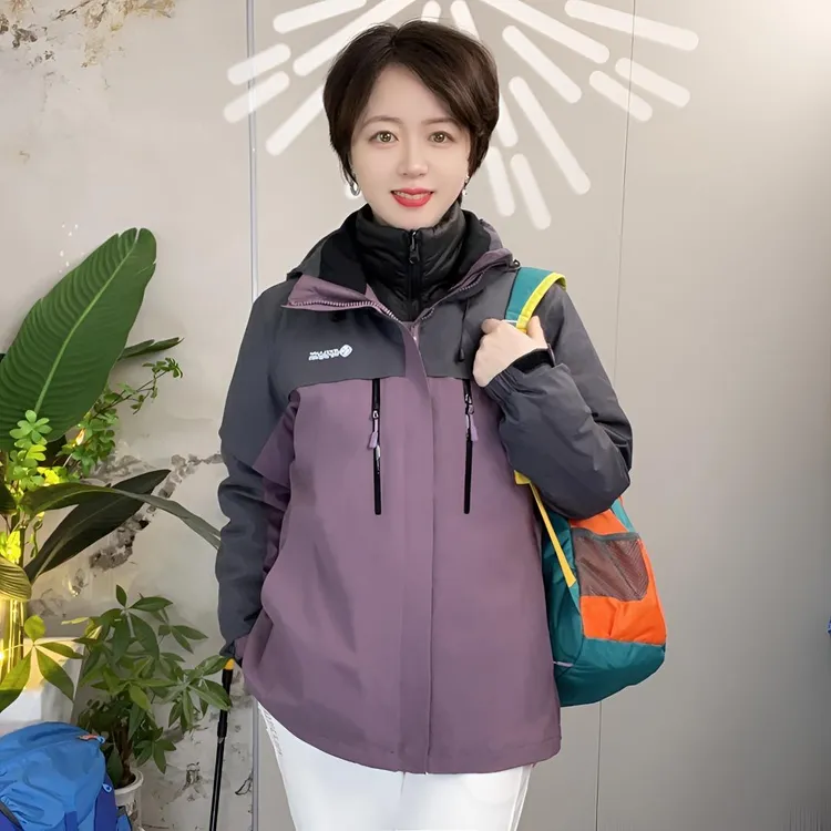 冬季羽绒服冲锋衣女石墨烯两件套防水防风透气连帽外套保暖运动服