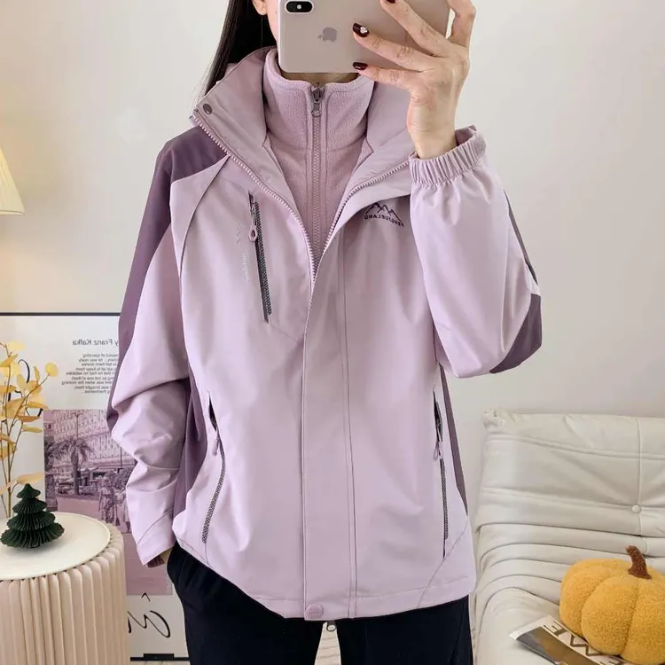 风雪狼秋冬两件套冲锋衣女三合一登山服加绒加厚防水防风保暖外套