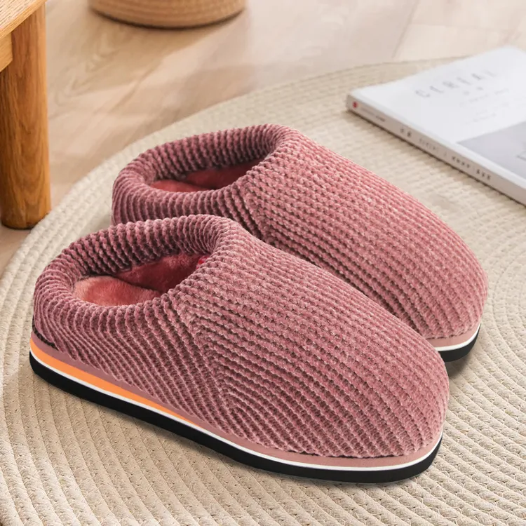 光泽绒冬季保暖加厚防滑家居男女冬天2025新款室内拖鞋