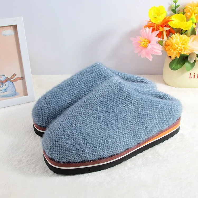雪貂绒冬季保暖加厚防滑男女轻便手工女士新款室内拖鞋