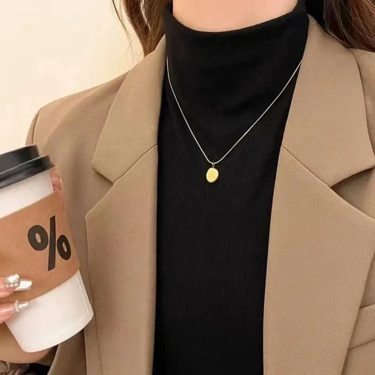钛钢项链 小众轻奢字母钛钢项链女高级设计感毛衣链新款锁骨颈链