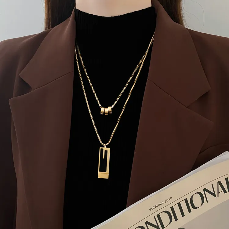 钛钢项链 毛衣链新款秋冬长款双层装饰项链女小众设计感高级配饰