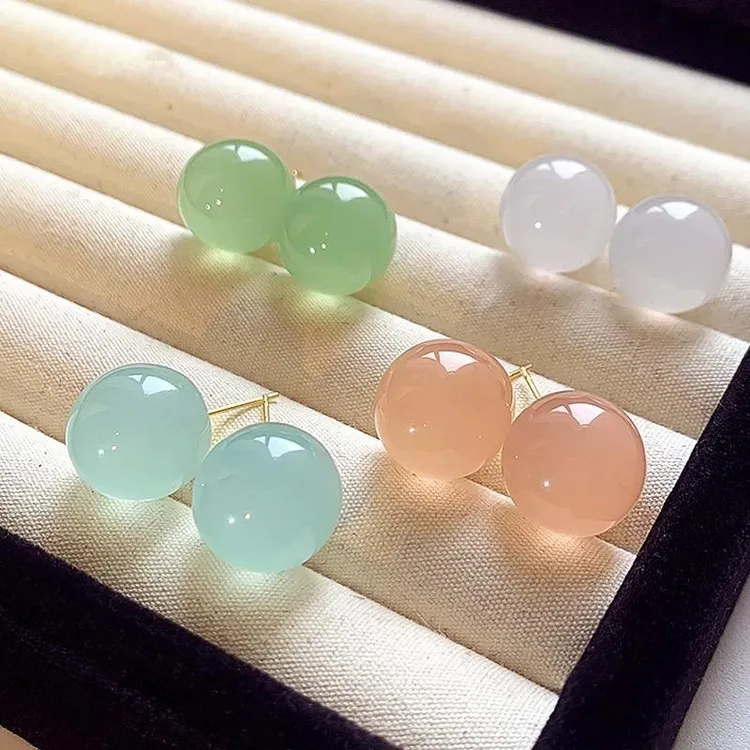 合金耳饰 精致圆球耳环女轻奢高级感气质耳环新款2024爆款耳饰品 