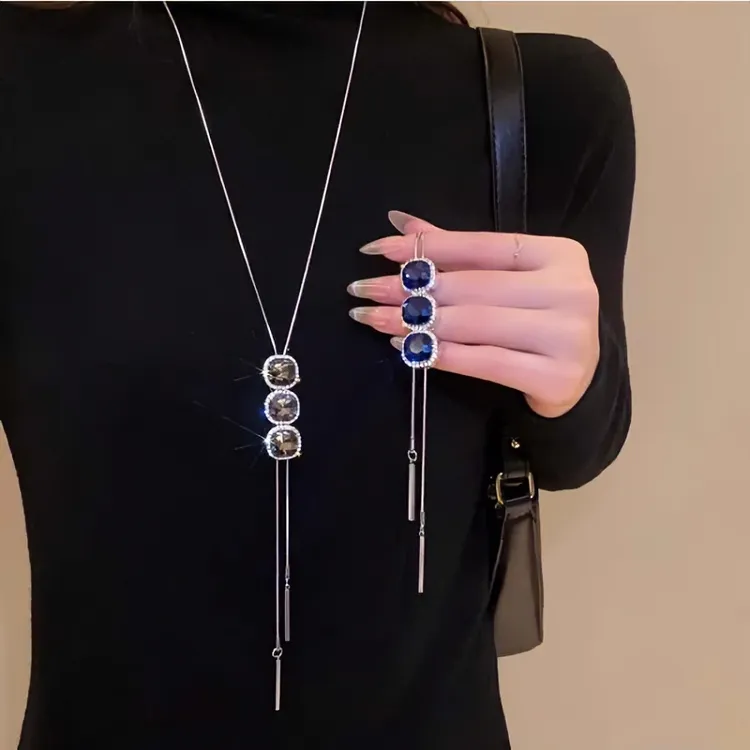 合金项链 韩国新款潮简约毛衣链时尚长款项链女秋冬吊坠挂件配饰