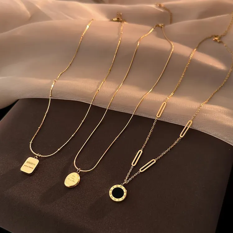 钛钢项链 新款双面钛钢项链轻奢气质毛衣链不掉色百搭锁骨链颈链