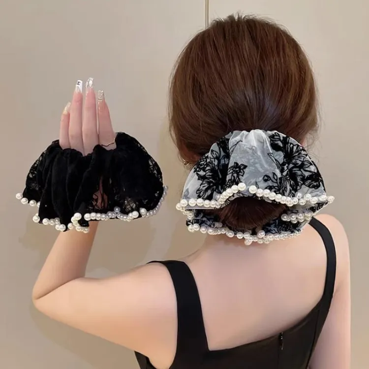 优雅气质大肠发圈女珠珠皮筋女扎头绳小香风发绳头饰氛围感发饰