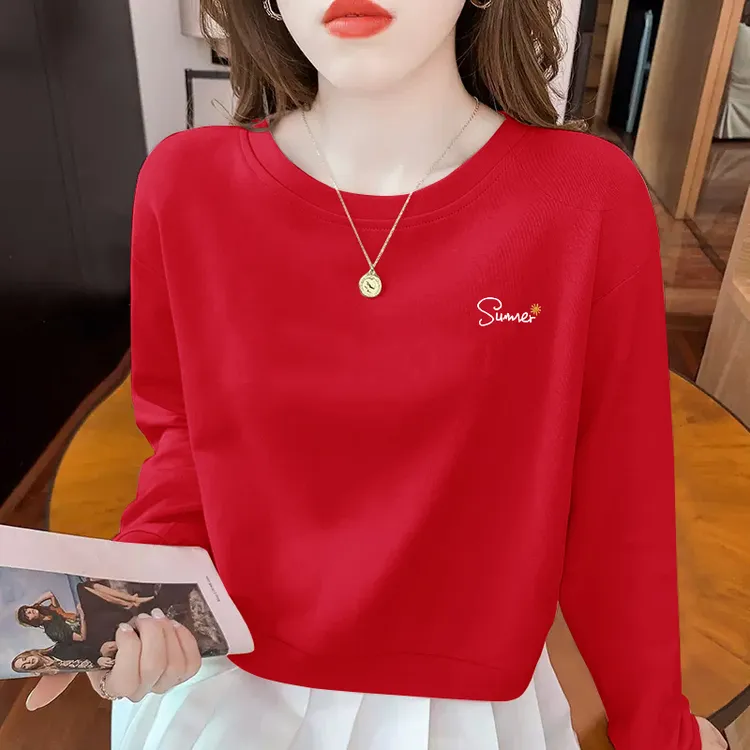 短款卫衣女宽松圆领长袖2025早秋新款韩版时尚显瘦百搭小个子上衣