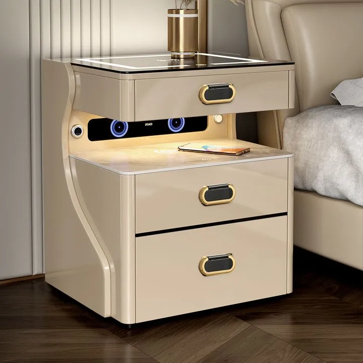 智能无线床头柜保险柜现代简约充电指纹锁床边柜保险箱一体新中式
