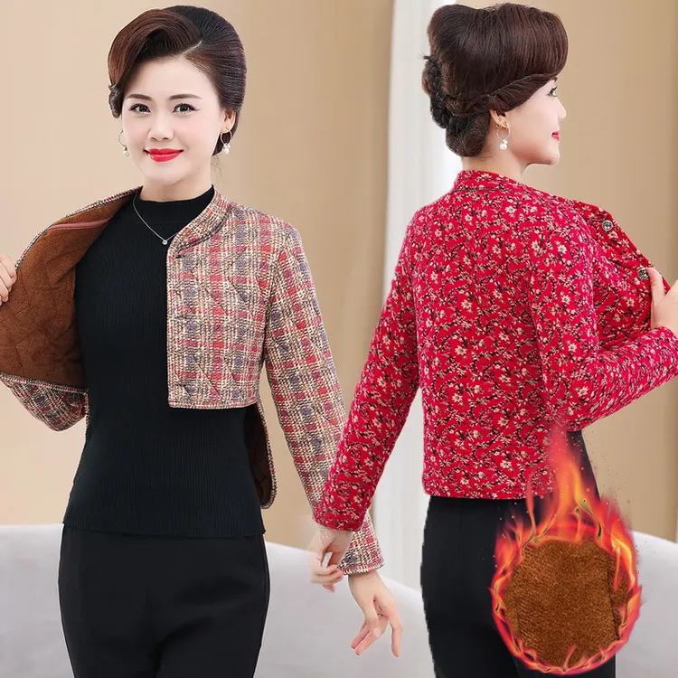 妈妈棉护肩加绒加厚长袖护腰背心中老年人女士保暖护肩秋冬棉马夹
