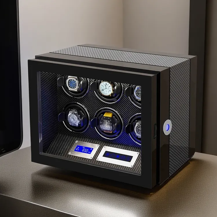 立式智能液晶屏遥控操作指纹解锁摇表器转表器家用防磁收纳手表盒