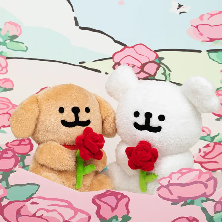 【线条小狗Maltese】直营正版玫瑰公仔可爱毛绒玩偶情侣生日礼物