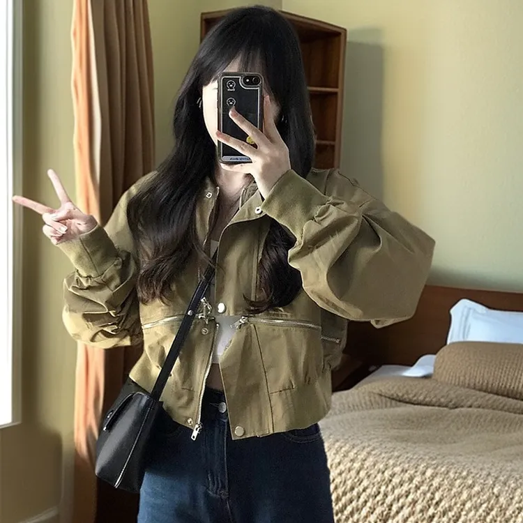 美式复古棒球服秋冬外套短款女款2024新款宽松小个子炸街夹克上衣