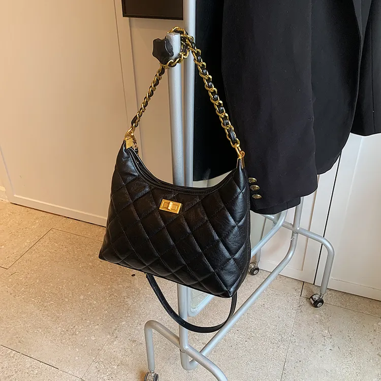 大包包女2024新款小香风菱格链条单肩包百搭小众斜挎包休闲通勤包