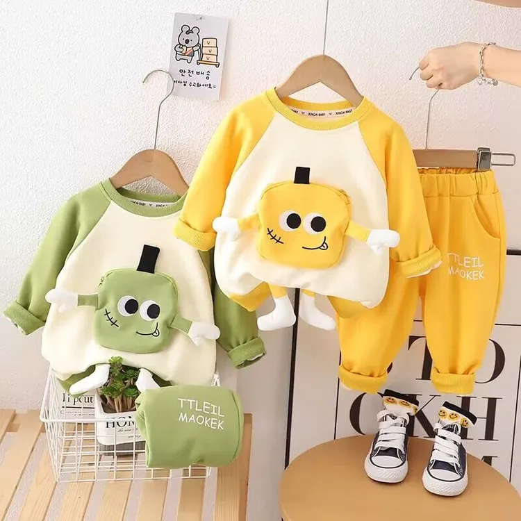 【沫沫家】儿童春秋套装女童男童洋气长袖卡通运动立体休闲两件套
