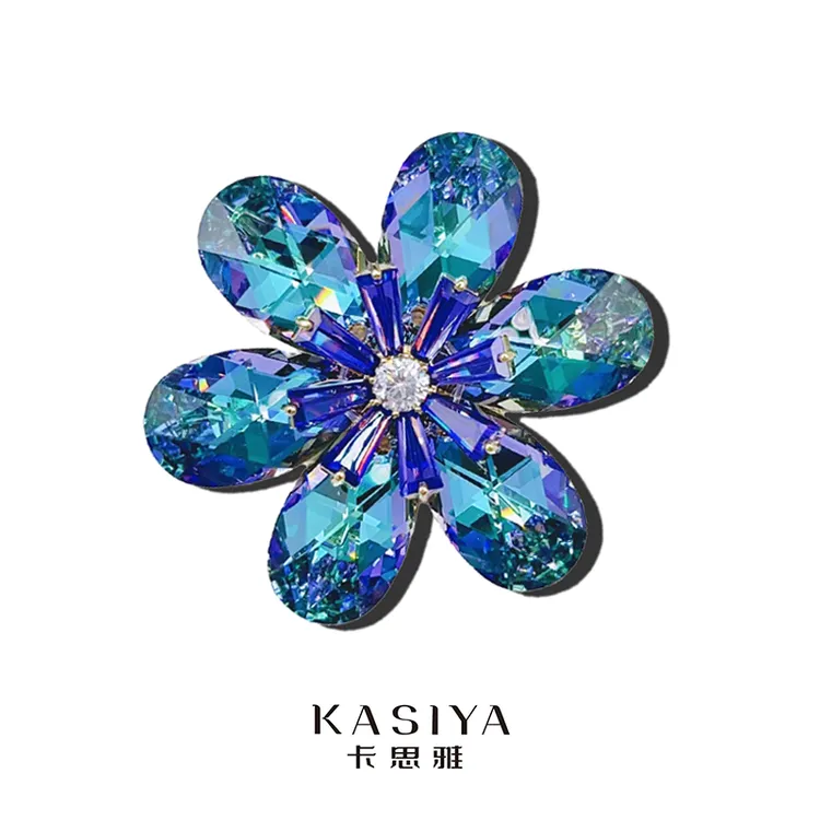kasiya/卡思雅 铜合金胸针  【浪漫星空】高奢施家水晶六瓣花朵胸针