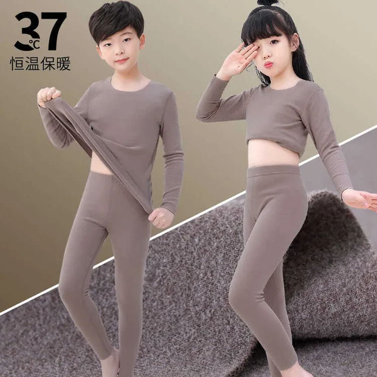 儿童保暖内衣套装新款男童女童冬季加绒加厚中大童长袖发热保暖衣