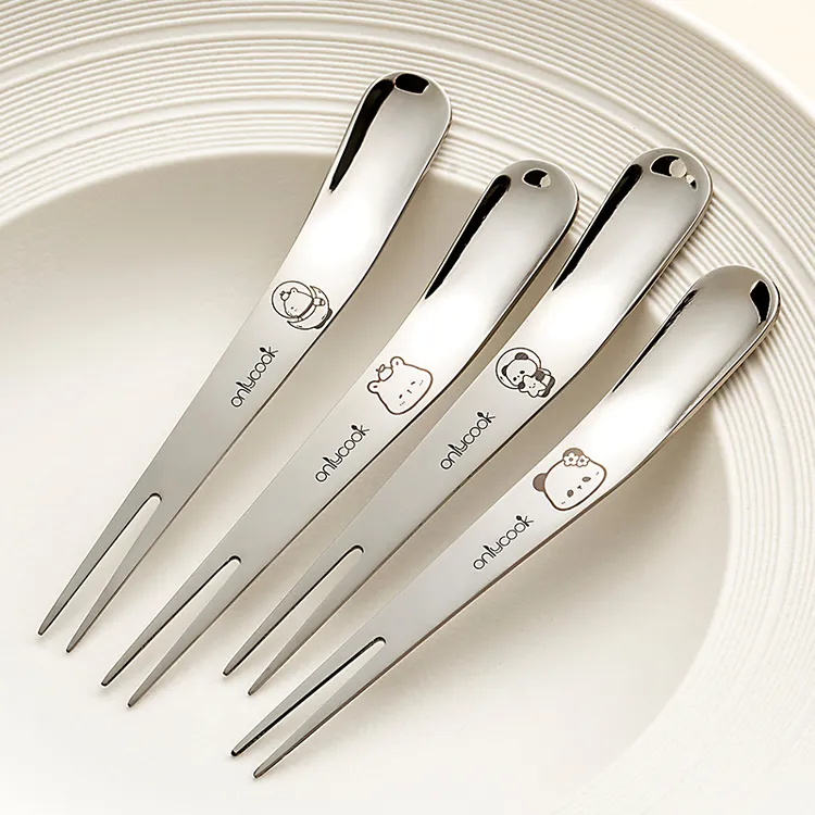 家用316L不锈钢水果叉原创卡通小叉子两用水果签儿童便携甜品叉勺