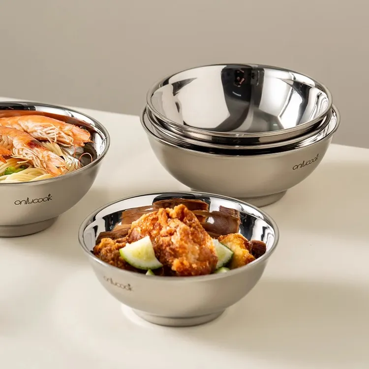 加厚304不锈钢儿童碗双层隔热碗家用吃饭碗喝汤碗防烫小碗米饭碗