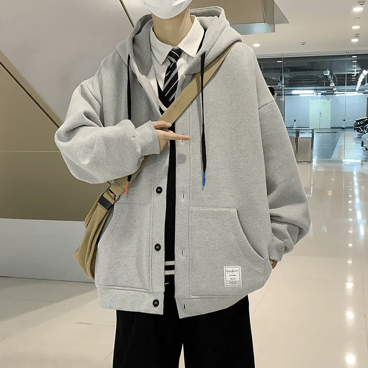 2024秋季新款潮流休闲连帽开衫卫衣外套男女简约百搭宽松上衣外套