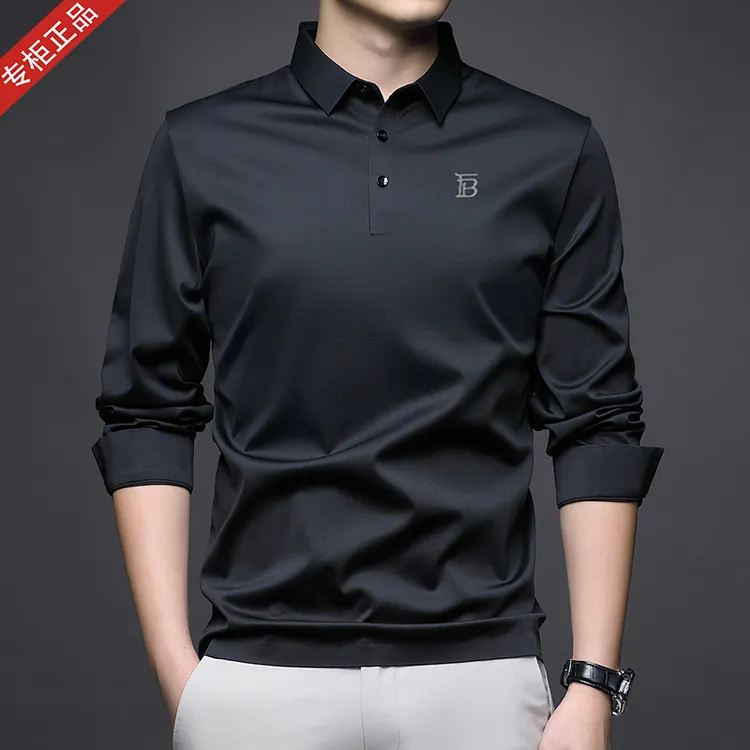 专柜正品秋季新款英伦长袖T恤POLO衫男商务休闲无痕速干冰丝长袖