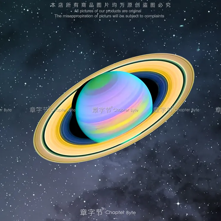土星反光车贴环行星宇宙星空平板笔记本科幻星球电动车贴划痕贴纸