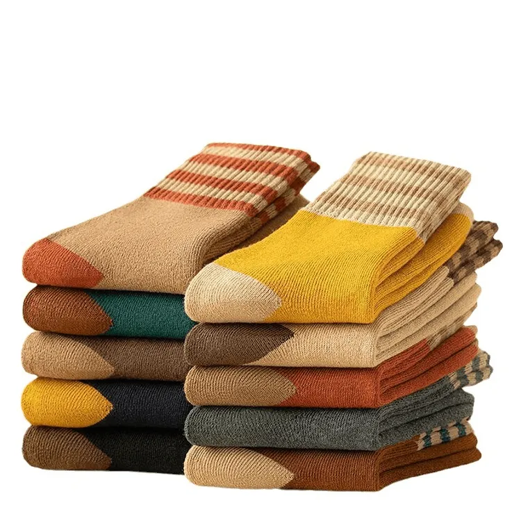 2025新款中筒袜秋冬季长袜毛圈袜冬天加绒加厚保暖棉袜WH