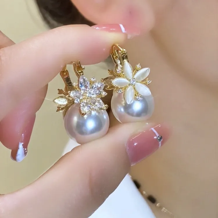 铜合金合成锆石耳饰 高级感秋冬优雅端庄气质时尚镶嵌耳环-251