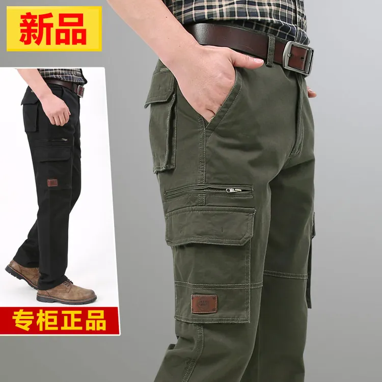 2025新款男士多口袋弹力工装裤男装春夏季薄款中年人直筒休闲裤子