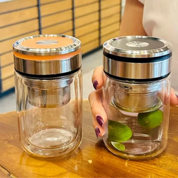 防烫高硼硅玻璃杯茶水分离泡茶杯小巧双层高颜值女生办公室喝水杯