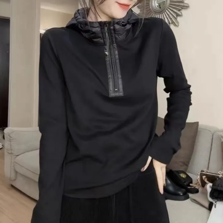 德绒帽衫保暖打底卫衣  连帽时尚休闲宽松百搭（均码可穿90-150）