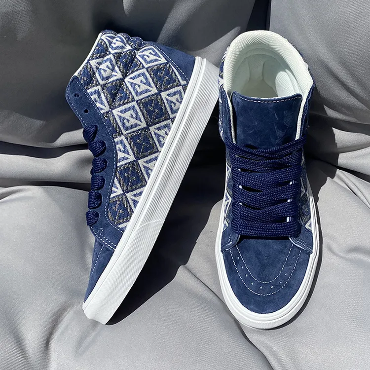 SUPSTORM官方正品藏蓝色高帮板鞋男鞋女鞋大码夏季百搭复古帆布鞋