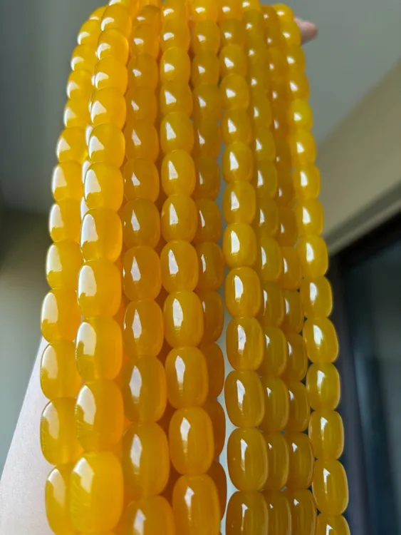 天然A级黄玛瑙桶珠约17*13mm半成品一条约38cm