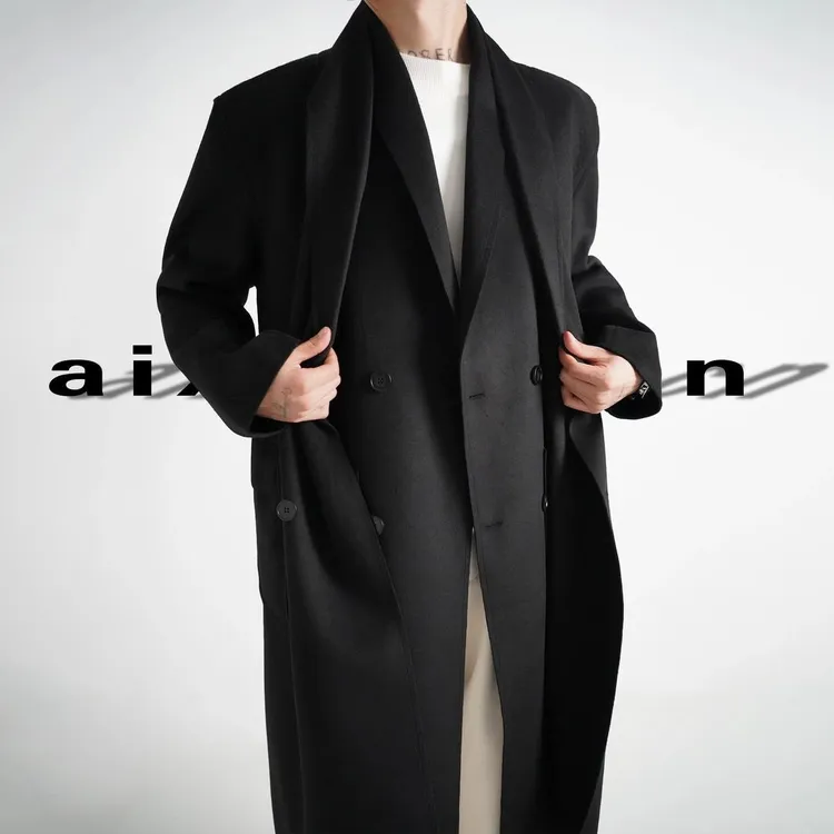 AIXKOM|冬季大衣新款cleanfit双领中长款高级外套防寒休闲情侣