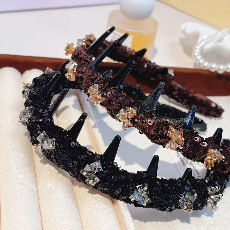 2024冬季新款轻奢高级感波浪亮片水钻发箍发饰