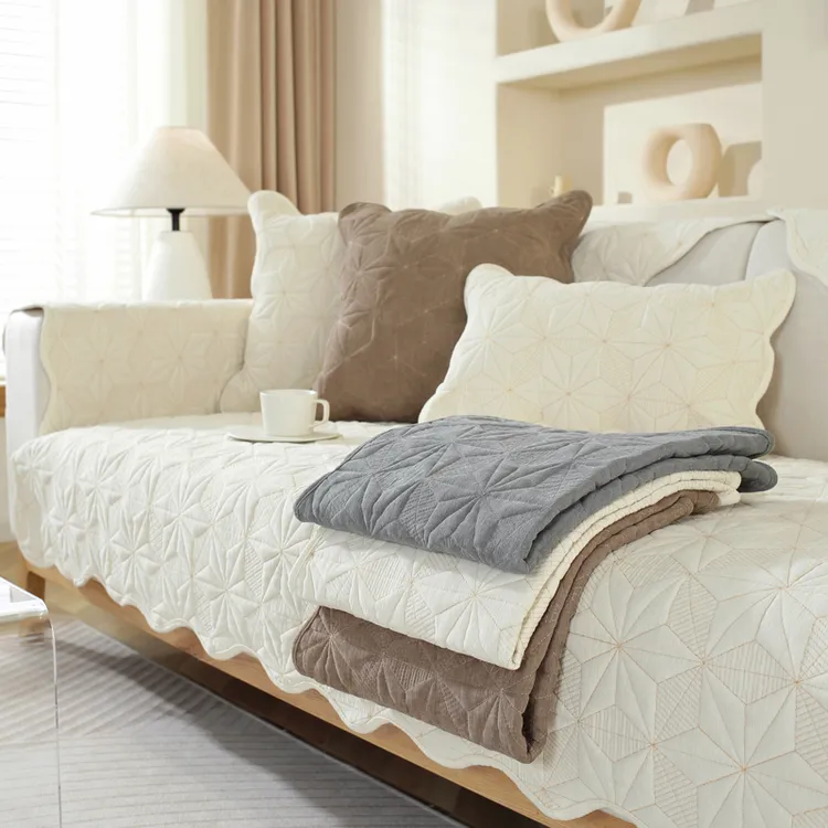 纯色雪尼尔沙发垫四季通用布艺防滑加厚坐垫简约现代沙发坐垫套巾